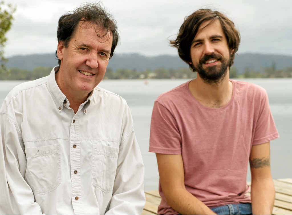 BACKGROUND MUSINGS: Burns Point writer and producer Chris Blackburn and director Tim Blackburn, sitting by the Richmond River. BACKGROUND MUSINGS: Burns Point writer and producer Chris Blackburn and director Tim Blackburn, sitting by the Richmond River.